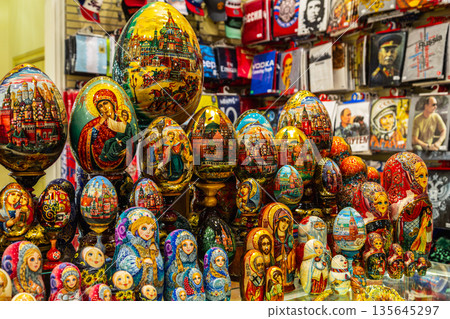 Traditional Christmas souvenir nutcrackers sold on Christmas market Traditional Christmas souvenir nutcrackers sold on Christmas market 135645297