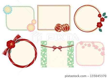 Stylish Japanese pattern frame set with colored interior 135645370