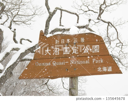 北海道冬季的大沼國定公園 北海道冬季的大沼國定公園 135645678