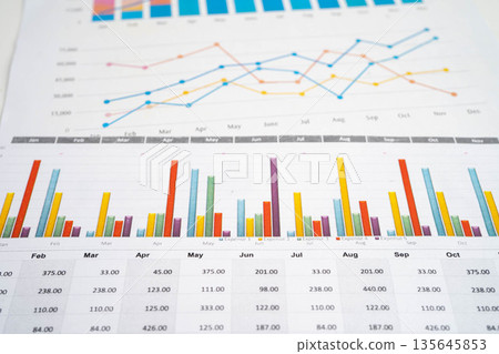 Chart graph paper. Finance, account, statistic, investment data economy, stock exchange business. 135645853