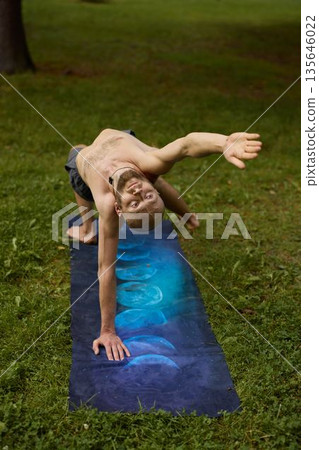 white man mindful movement practitioner reaching ahead white man mindful movement practitioner reaching ahead 135646022