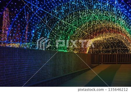 彩虹色照明隧道 135646212