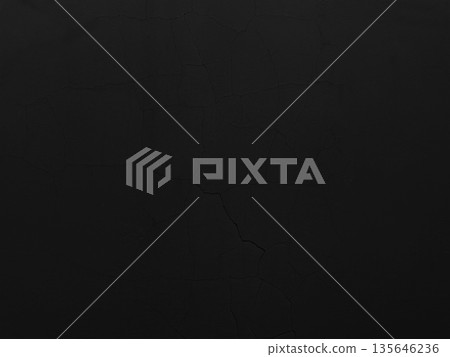 Horizontal background image of a dark black-gray concrete wall with vertical and diagonal cracks 135646236