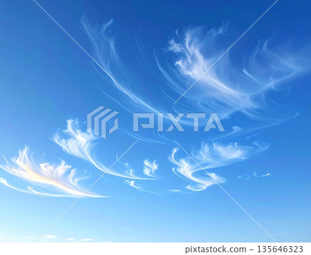 Calm Blue Sky with Floating White Clouds Scenic Background 135646323