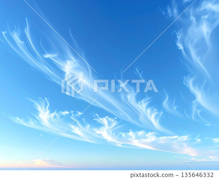 Calm Blue Sky with Floating White Clouds Scenic Background Calm Blue Sky with Floating White Clouds Scenic Background 135646332