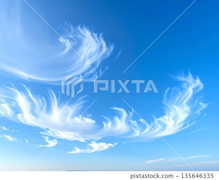 Calm Blue Sky with Floating White Clouds Scenic Background Calm Blue Sky with Floating White Clouds Scenic Background 135646335