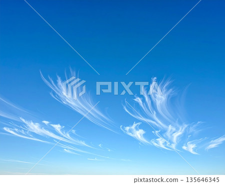 Calm Blue Sky with Floating White Clouds Scenic Background 135646345