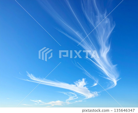 Calm Blue Sky with Floating White Clouds Scenic Background 135646347