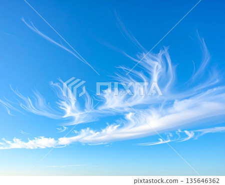 Calm Blue Sky with Floating White Clouds Scenic Background 135646362