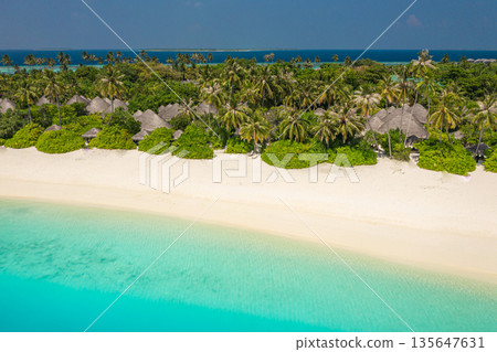Tropical Maldives aerial island beach ocean vacation scenic landscape 135647631