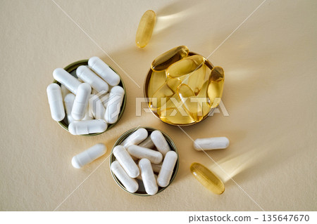 Supplement capsules for health and wellness treatment 135647670
