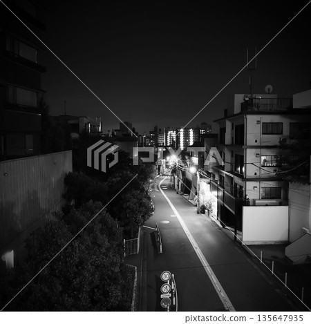 The night streets of Daikanyama lit by streetlights and the urban atmosphere of Tokyo. The night streets of Daikanyama lit by streetlights and the urban atmosphere of Tokyo. 135647935