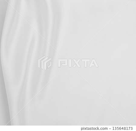 Smooth elegant white silk or satin luxury cloth texture as wedding background. Luxurious background design 135648173