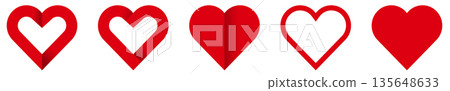 Red paper ribbon heart set vector illustration, creative origami style icons for Valentines Day and Mothers Day, professional graphic elements isolated on white. Red Heart modern style collection Red paper ribbon heart set vector illustration, creative origami style icons for Valentines Day and Mothers Day, professional graphic elements isolated on white. Red Heart modern style collection 135648633