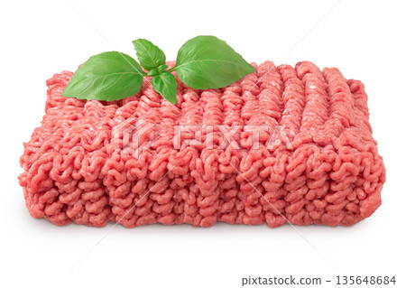 Minced meat, pork, beef, forcemeat isolated on white background Minced meat, pork, beef, forcemeat isolated on white background 135648684