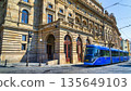 Blue tram in Prague 135649103