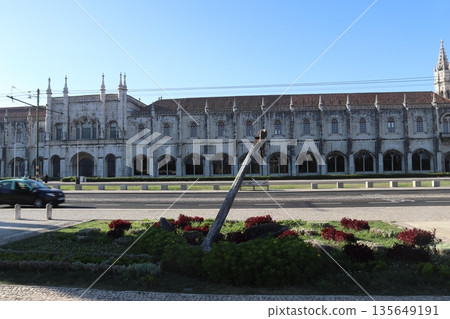 Ancient anchor in front of the Jeronimos Monastery in Lisbon, Portugal Ancient anchor in front of the Jeronimos Monastery in Lisbon, Portugal 135649191
