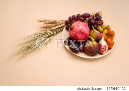 Seven species concept with fresh and dried fruits 135649432