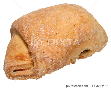 Freshly baked croissant with filling, generously sprinkled with sugar Freshly baked croissant with filling, generously sprinkled with sugar 135649456