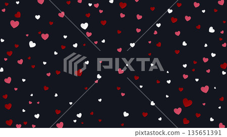 Many heart confetti rained down on black background Many heart confetti rained down on black background 135651391