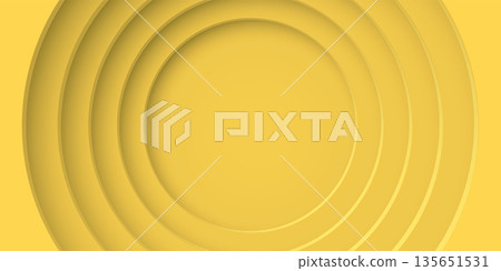 Abstract three dimension circle frame 6 layers paper cut style on yellow background. 135651531