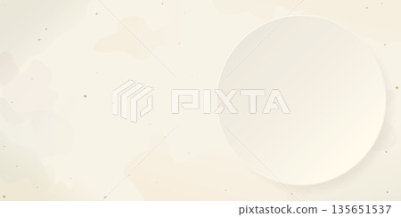 3D circle sheet on beige background with watercolor stained vector illustration have blank space. 3D circle sheet on beige background with watercolor stained vector illustration have blank space. 135651537
