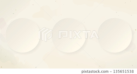 3D circle sheet on beige background with watercolor stained vector illustration template. 135651538