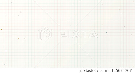 Old pink and blue checkered paper texture vector illustration. White blank notebook sheet with grid and stained educational template. 135651767