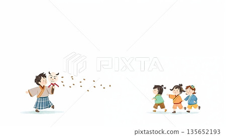 孩子們玩節分豆遊戲 孩子們玩節分豆遊戲 135652193