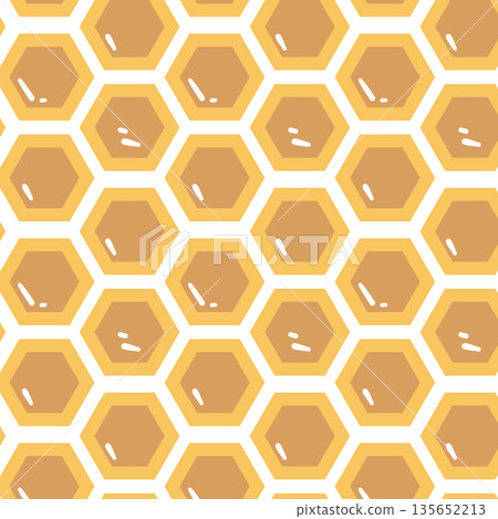 Honeycomb seamless pattern in warm golden colors. Perfect background for packaging, branding, wallpapers, textiles and food related designs. 135652213