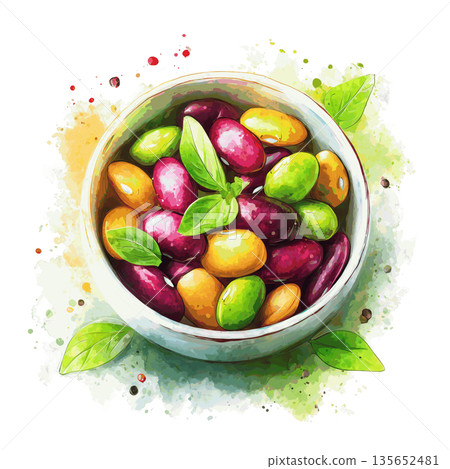 Clipart of Grain and Bean Bowl in Delicious Atmosphere on Transparent Background for Healthy Living 135652481