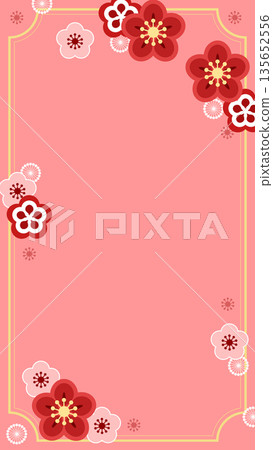 A simple and cute red and white plum frame A simple and cute red and white plum frame 135652556