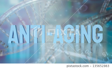 Anti Aging Science Concept with DNA, Time, and Advanced Biotechnology 3d render. 135652863