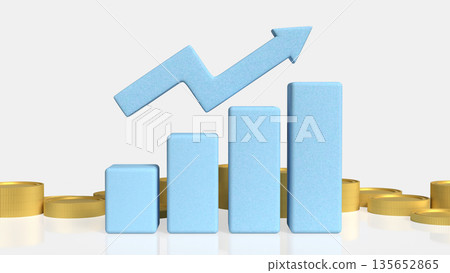 Financial Growth Concept with Rising Bar Chart and Upward Arrow 3d render. 135652865
