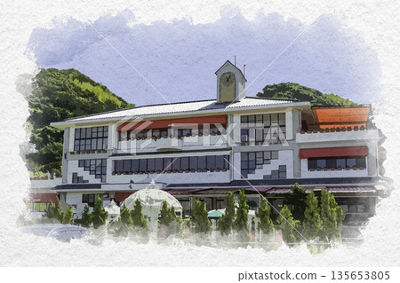 Watercolor style Nojima Scuola, Awaji City, Hyogo Prefecture 135653805