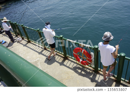 Rescue ring set up on the embankment of Hayama Marina Rescue ring set up on the embankment of Hayama Marina 135653807
