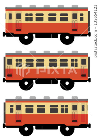 Illustration of a toy-style diesel railcar (JNR Kiha 17 and 18) Illustration of a toy-style diesel railcar (JNR Kiha 17 and 18) 135654123