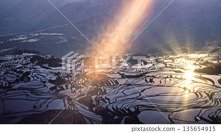 Spectacular view of the rice terraces of Duyishu Rice Terrace in Yuanyang Spectacular view of the rice terraces of Duyishu Rice Terrace in Yuanyang 135654915