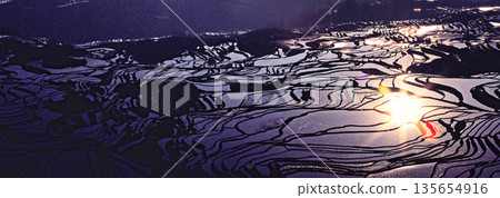 Spectacular view of the rice terraces of Duyishu Rice Terrace in Yuanyang Spectacular view of the rice terraces of Duyishu Rice Terrace in Yuanyang 135654916