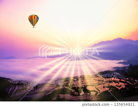 Spectacular view of the rice terraces of Duyishu Rice Terrace in Yuanyang 135654921