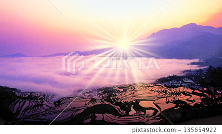 Spectacular view of the rice terraces of Duyishu Rice Terrace in Yuanyang Spectacular view of the rice terraces of Duyishu Rice Terrace in Yuanyang 135654922