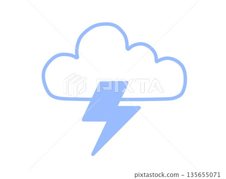 簡易閃電圖示（藍色） 135655071