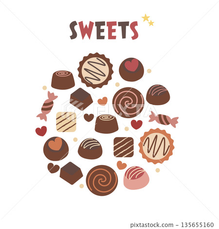 Sweets ingredients Valentine's Day ingredients Various chocolate set Sweets ingredients Valentine's Day ingredients Various chocolate set 135655160