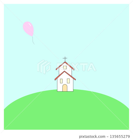 教堂和草地 135655279
