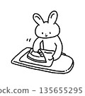 Ironing rabbit line drawing 135655295