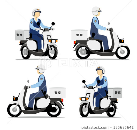 騎著踏板摩托車的警官 135655641