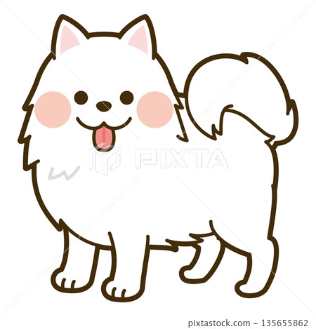 可愛的薩摩耶犬插圖 135655862