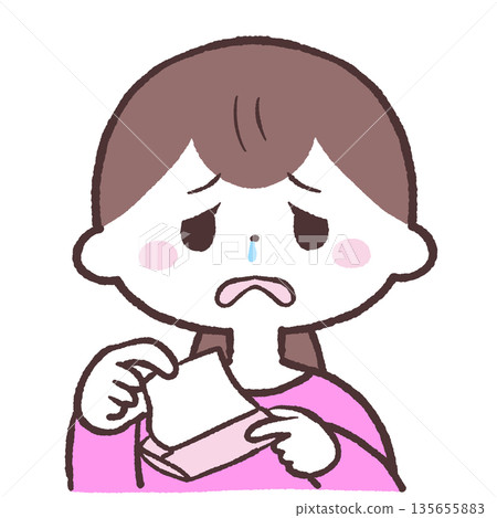 Illustration of a woman with a runny nose 135655883