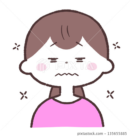 Illustration of a woman with watery eyes 135655885