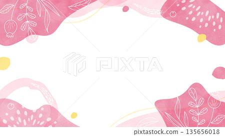 植物線條畫背景框 有機水彩插畫框(粉紅色) 植物線條畫背景框 有機水彩插畫框(粉紅色) 135656018